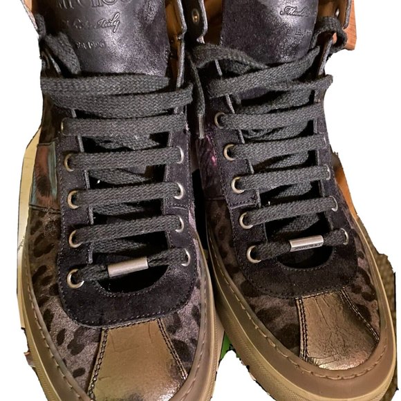 Jimmy Choo Belgravia Leopard men's black high-top sneakers US9 EU42 - Picture 5 of 12